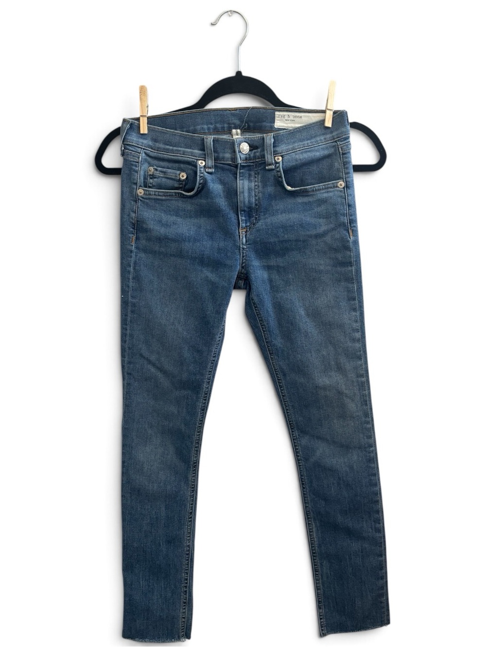 Rag & Bone New York Ankle Skinny Jeans Raw Hem Size 26